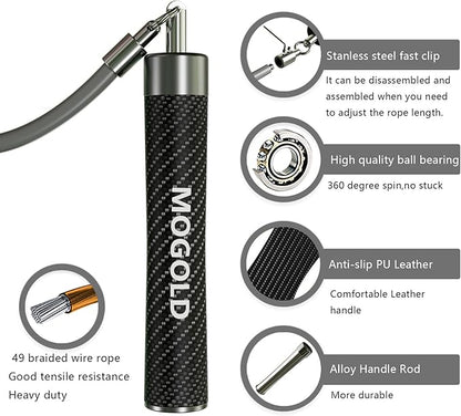 1lb Weighted Jump Ropes for Women & Men with 1/2 Pound Jump Rope Cable & Thicker Leather Jump Rope Weighted Handles, Best for Fitness, High-Intensity Strength Workouts