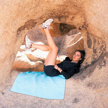 ECCOSOPHY Microfiber Beach Towel – Quick Dry Gym Towel, Highly Absorbent with Ribbed Texture, Lightweight – Ideal for Travel, Pool, Yoga, Fitness & Outdoor Adventures – 60x30 Aqua