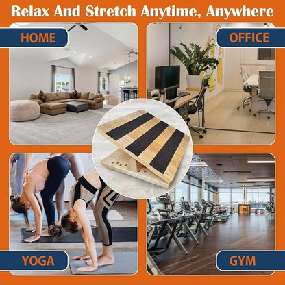 KIJO Studio Professional Wooden Calf Stretcher Slant Board 500 lbs Weight Capacity 16-Angle Adjustable Incline Calf Stretch Slant Board for Calf Stretching Exercise Squat & Physical Therapy Non-Slip