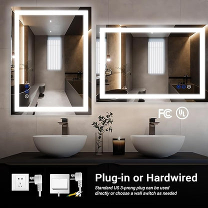 LED Bathroom Mirror with Lights for Wall Mounted 40x24in Large 3 Color