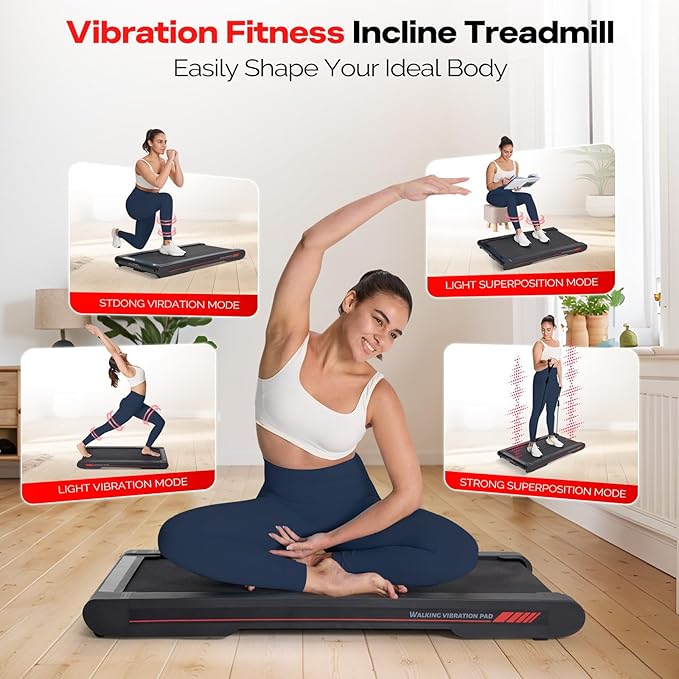 Sperax Walking Vibration Pad with APP, 3 in 1 Under Desk Treadmill, 2.5HP Low Noise Walking Treadmill Pad with Remote Control,Portable Treadmills for Home Office