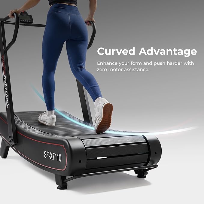 Sunny Health & Fitness Premium Manual Treadmill – Non-Motorized, Heavy-Duty, Commercial-Grade, Adjustable Handlebar, for Endurance Training, Optional 8-Level Magnetic Assistance & Free SunnyFit App