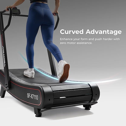 Sunny Health & Fitness Premium Manual Treadmill – Non-Motorized, Heavy-Duty, Commercial-Grade, Adjustable Handlebar, for Endurance Training, Optional 8-Level Magnetic Assistance & Free SunnyFit App