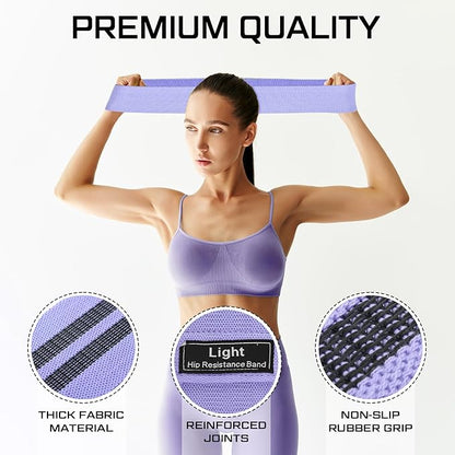 12 Pcs Fabric Resistance Bands for Working Out Booty Workout Stretch Exercise Bands Non Slip for Legs Squat Resistance Loop for Women Men Starter Butt Hip Thigh Fitness