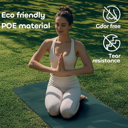 Foldable Yoga Mat 12mm Extra Thick Joint Protection,Portable Design for Travel/Pilates/Board/Camping,Environmental Sports Mat Non-Slip Gym Mat,Odorless POE Material