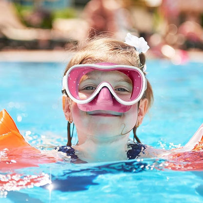 Kids Swim Goggles with Nose Cover, Anti-Leak Swim Mask with Elastic Fabric Strap, UV Protection Swimming Goggles for Kids