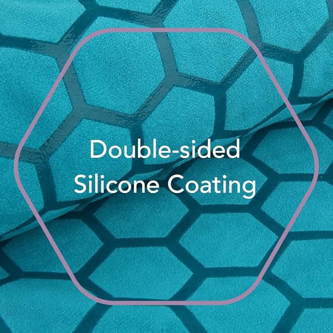 Clever Yoga Non-Slip Hot Yoga Towel – Non-Slip Grip for Hot Yoga, Sweat Absorbent, Honeycomb Silicone Grip, Stays Flat – Ideal for Pilates, Travel, Washable & Lightweight - Turquoise