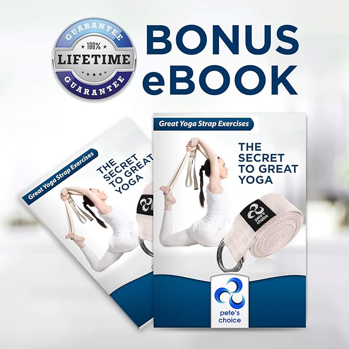 2-PACK or 5-PACK Yoga Exercise Adjustable Straps 8Ft | BONUS eBook | with Durable D-Ring For Pilates & Gym Workouts | Hold Poses, Stretch, Improve Flexibility & Maintain Balance