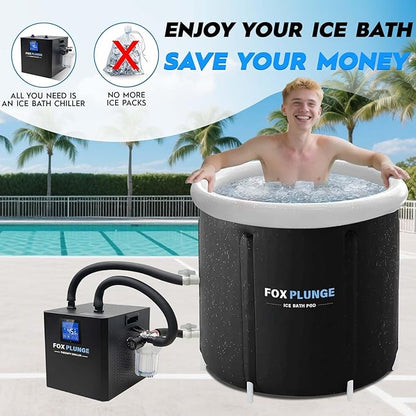 FOXPLUNGE Cold Plunge Chiller 1/2HP - 132 Gallons Water Chiller for Ice Bath Tubs with 2 Water Pumps, Filter & Hose, Remote Control, Quiet Cooling System for Home Muscle Recovery Use