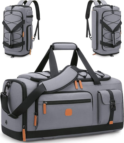 Gym Bag for Men and Women with Shoe & Laptop Compartment, 3-in-1 Sports Travel Duffel Bag Anti-Theft Weekender Carry-On Backpack for Airplane & Workout, Overnight Travel Bag,35L (Dark Grey, Medium)