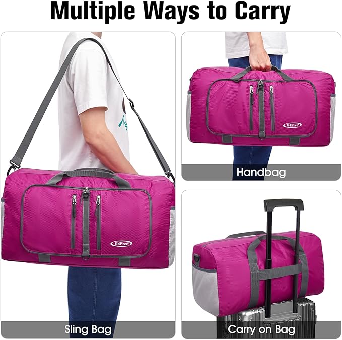 G4Free 40L/65L Foldable Duffel Bag, Water-Repellent Travel Backpack, Lightweight Carry Bag for Overnight Weekender Sports Men Women