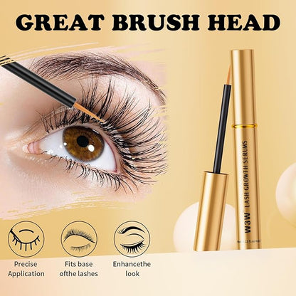 Eyelash Serum,Eyelash Growth Serum Lash Enhancing Serum,4 ML Lash Serum for Eyelash Growth,Boost Lash Growth Serum for Natural Longer, Fuller,and Thicker Lashes(Gold)