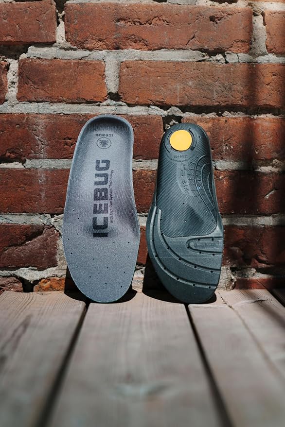 Icebug Comfort Insoles with Dynamic Arch Support, Charcoal High Arch, M 8/W 9.5-10