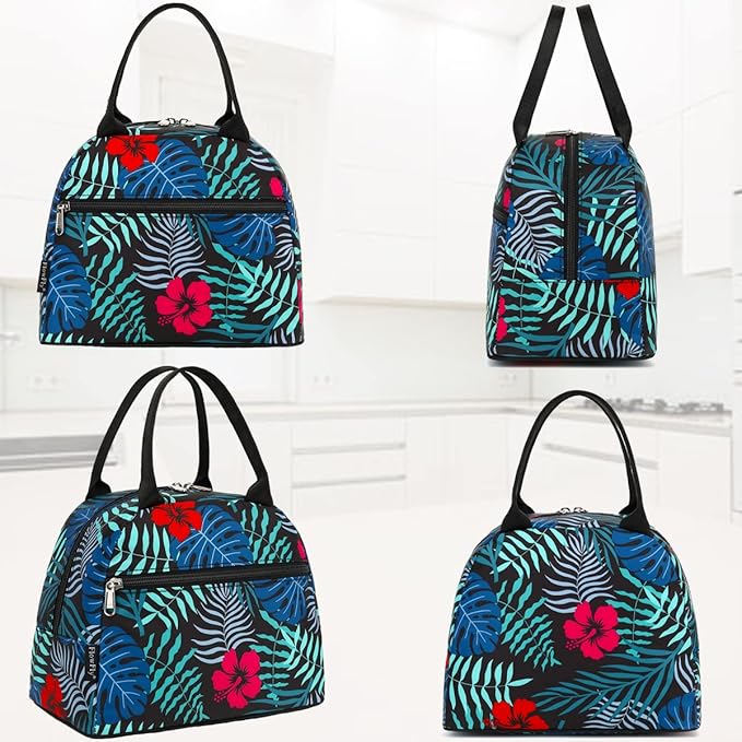 FlowFly Insulated Lunch Cooler Bag - Tote Bag Organizer for Women/Men, Leaf