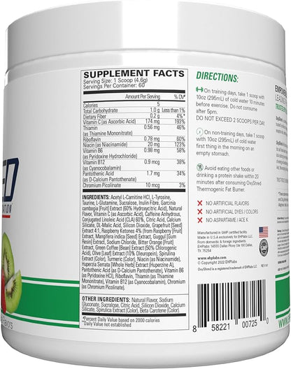 EHP Labs OxyShred Pre Workout Powder - Preworkout Powder with L Glutamine & Acetyl L Carnitine, Energy Boost Drink - Kiwi Strawberry, 60 Servings