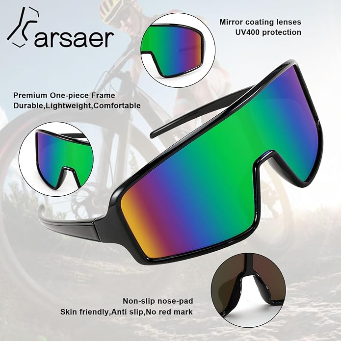 Karsaer Vision Sports Sunglasses Cycling Glasses Baseball Softball Sunglasses Unisex for Adult Youth Kids Boys Girls 8-16