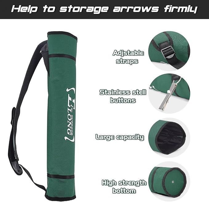 Elong Adjustable Archery Back Arrow Quiver Holder - Upgraded Quiver Arrows for Compound Recurve Bow and Hunting Target Practicing Youth and Adults