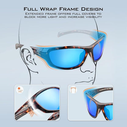 KastKing Hiwassee Polarized Sport Sunglasses for Men and Women, Wrap Sunglasses for Fishing Cycling and Running,UV Protection