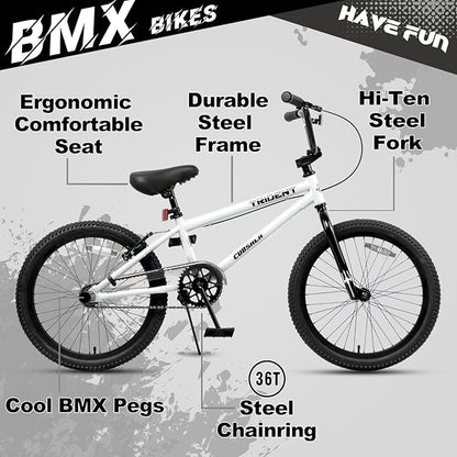 20 24 26 Inch BMX Race Bike Trident Bicycles Beginner-Level to Advanced Riders with 2 Pegs, Multiple Colors