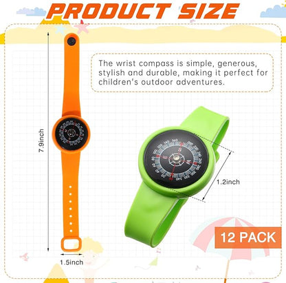 12 Pcs Compass for Kids Compass Hiking Colorful