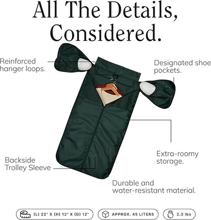 Halfday Convertible 2-in-1 Garment Duffel Weekender Bag 45L | Wrinkle-Free Travel, Hanging Suit Compartment, Shoe Pockets, Trolley Sleeve. Durable & Water-Resistant Carry-On, Hunter