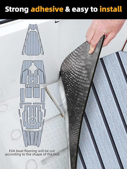 FOCEAN Boat Flooring EVA Foam Boat Decking Faux Teak Marine Flooring Boat Mat Boat Carpet Sheet for Motorboat RV Yacht Kayak Surfboard, 94.5"x 47.2"/35.4"/23.6"/15.7"