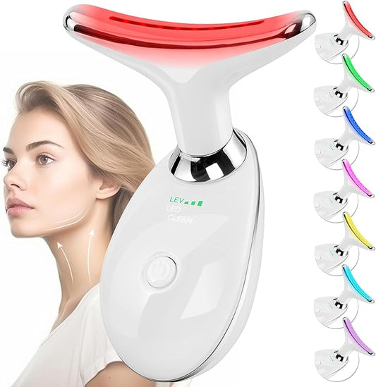 Facial Massager Red-Light-Therapy-for-Face and Neck, Face 𝖲 culpting Wand with 7 Color (Light White)