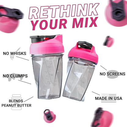HELIMIX 1.5 Vortex Blender Shaker Bottle Holds Upto 20oz | No Blending Ball or Whisk | USA Made | Portable Pre Workout Whey Protein Drink Shaker Cup | Mixes Cocktails Smoothies Shakes | Top Rack Safe