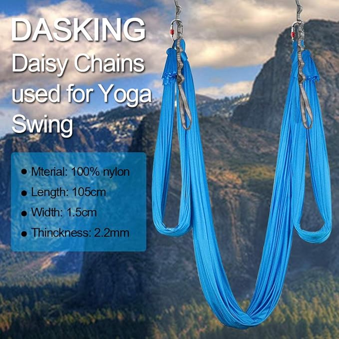 DASKING 23KN (5070 lbs) Heavy Duty Climbing Straps - 2 Pack Adjustable Daisy Chain Webbing for Aerial Yoga, Hammock, Fitness & Rigging - CE/EN566 Certified, Red/Grey