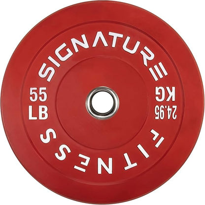 Signature Fitness 2" Olympic Bumper Plate Weight Plates 55LB Single,