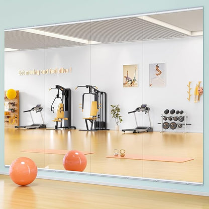 Hasipu Home Gym Mirror 79" L x 36" W - 2PCS Large Full Body Mirror for Yoga, Wall-Mounted Mirrors for Fitness, Garage, Dance Studio, 0.16in Tempered Glass Frameless