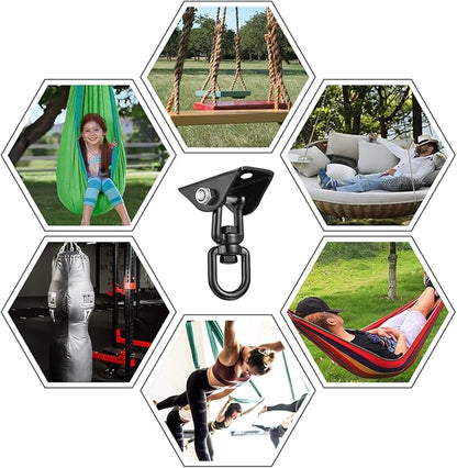 2 Pack Hammock Hanging Kit, Hanging Chair Hardware 360°Rotating Hammock Hooks Heavy Duty, Hammock Chair Hanging Kit & Swing Ceiling Hook Snap for Hammock Chair Stand,Seat,Yoga,Gym, 1200 lb Capacity