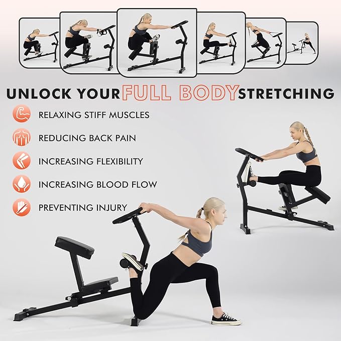 GMWD Stretch Machine, Full Body Stretching Equipment for Flexibility Training, Adjustable Leg Stretcher Machine, Lower Back Stretcher, Flexibility Trainer for Home Gym, Improve Mobility & Posture
