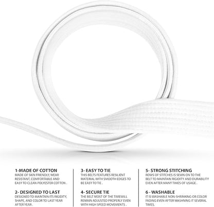 DXM SPORTS BJJ Jiu Jitsu Belt - Taekwondo Karate Belt - Martial Arts Uniform Ranking Judo Belt Double Stitched for Kids Adult