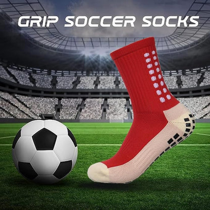 2 Set Anti-Slip Grip Soccer Socks with Shin Guard Sleeves, Sports Athletic Socks for Men Women
