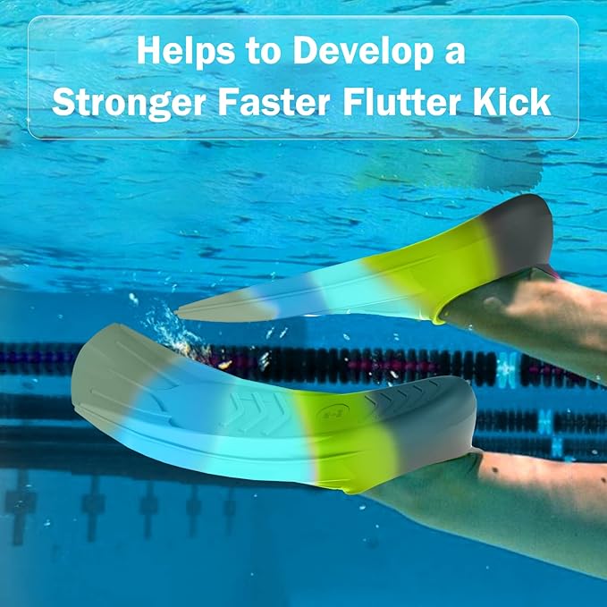 Gintenco Swim Fins, Kids Swim Training Fins for Lap Swimming, Travel Size Flippers with Mesh Bag, Silicone Swimming Fins for Kids Teens Adults Women Men