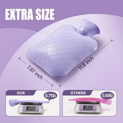 FORICOM Extra Large Hot Water Bottles for Pain Relief.2pack,2L Hot Water Bag for Back Pain, Heating Pad 2Liter, Non Toxic and Rubber, Hot and Cold Therapy.Bpa Free.