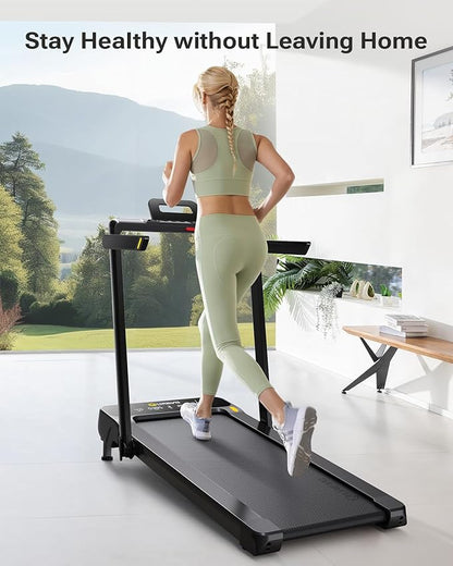 Smart Treadmill with 9% Auto Incline, Hiking and Running Walking Pad Treadmills for Home Office, Treadmill with UREVO APP, AI Powered Music Course, HIIT Programs Synced to Scenic Route, One-Click Mute