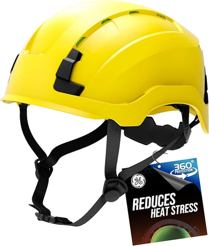 GE Safety Helmet: ANSI Type 2 Class G & E, Advanced Impact Technology, Ultra Comfortable Memory Foam, Heat Stress Reduction, Compatible with Accessories, Adjustable Size OSHA Approved