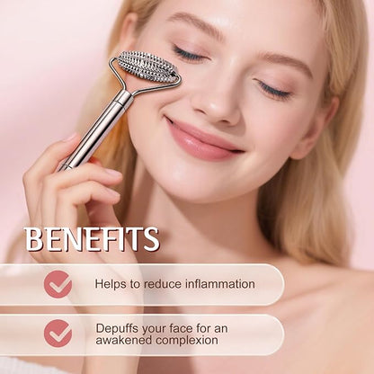 Gua Sha Facial Tools and Face Roller Set, Lymphatic Drainage Massager，Stainless Steel Facial Sculpting Eyes Roller Guasha for Face, Chin & Jawline Sculpting,Skin Care