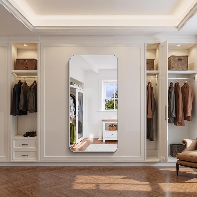 FORBATH 30x60 Inch Silver Bathroom Mirror for Over Sink, Large Rectangular Wall Mirror with Metal Frame, Rounded Corners for Bathroom, Bedroom, Entryway Decor (Horizontal or Vertical)