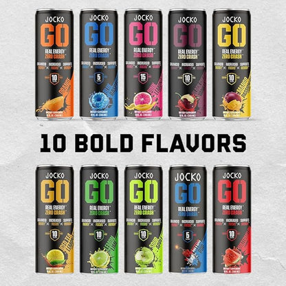 Jocko GO Energy Drink - Keto, Vitamin B12, Vitamin B6, Electrolytes, L Theanine, Magnesium- Energy Boost, Sugar Free Nootropic Monk Fruit Blend - 12 Pack (Black Cherry Vanilla)