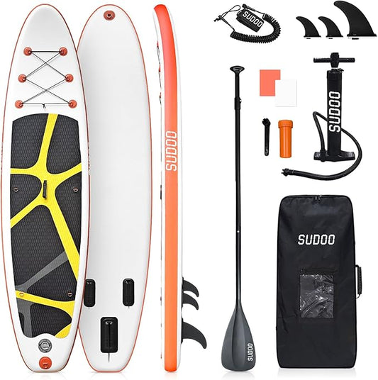 Inflatable Stand Up Paddle Board 10‘x30‘‘- Ultra-Light SUP with Backpack, Pump, Paddle, Coil Leash, 3 Fins, Repair Kit, Stable Design, Non-Slip EVA Deck for Adults & Youth