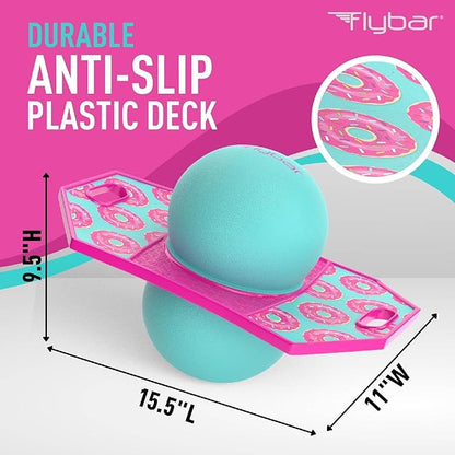 Flybar Pogo Trick Ball for Kids, Bounce Board for Boys and Girls Ages 6+, Up to 160 lbs, Includes Pump, Easy to Carry Handle, Durable Plastic Deck Indoor, Outdoor Toy Pogo Jumper,