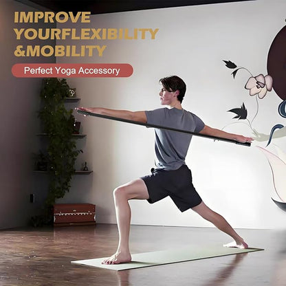 5ft Yoga Stick from Natural Bamboo - Non-Slip Handle Stretching Stick for Mobility,Versatile Exercise Tool with Flexibility,Stretch Bar for All Fitness Levels,Rehabilitation,and Posture