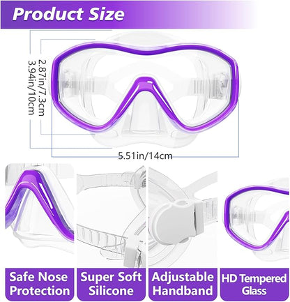 GoseWave Snorkeling Gear for Kids, Kids Snorkel Set for Ages 5-15, Anti-Fog Diving Mask and Dry Top Snorkel Set, Unisex Swimming Goggles with Nose Cover