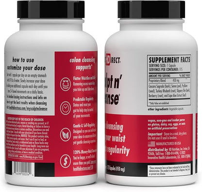 HEALTH DIRECT Sculpt n' Cleanse - Herbal Colon Cleanse for Digestive Health & Regularity - Natural Detox & Gut Flush Supplement - 175 Veggie Capsules