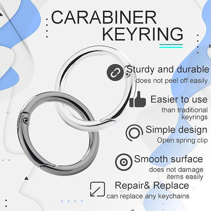 12Pack 1 Inch Spring O Ring Clip Keychain, 4 Colors Round Carabiner Clip Keyrings Snap Hook Buckle for Purse Shoulder Bag Chain Ring Clip Replacement Paracord Keychain Lanyard Leather Repair Hardware