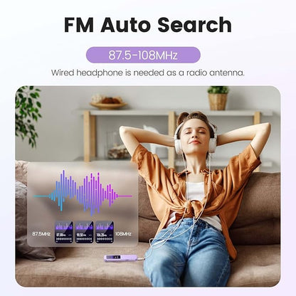 32GB MP3 Player with Bluetooth 5.3, AGPTEK A09X 2.4" Screen Portable Music Player with Speaker Lossless Sound with FM Radio, Voice Recorder, Supports up to 128GB, Purple