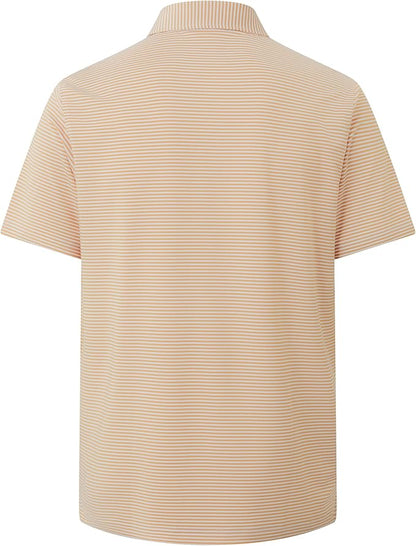 Golf Shirts for Men - Moisture Wicking Short Sleeve Performance Sport Casual Striped Collared Mens Polo Shirt